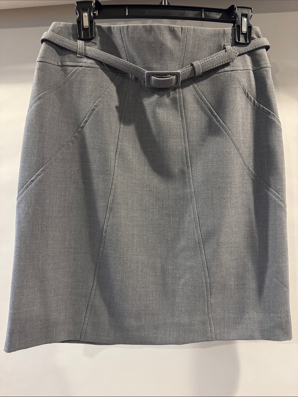 Worthington Light Gray Pencil Skirt with Slim Belt
